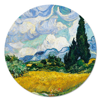 Muurcirkel Korenveld met cipressen - van Gogh