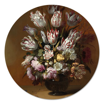 Muurcirkel Stilleven met bloemen - Hans Bollongier