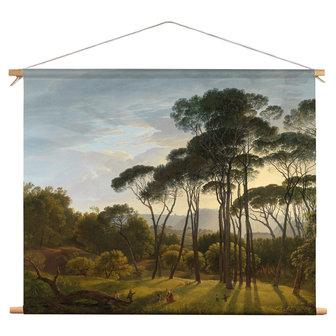Textielposter Italiaans landschap met parasoldennen - Hendrik Voogd