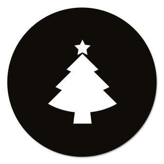 Muurcirkel - Kerstboom zwart wit