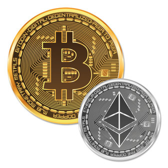 Muurcirkel Bitcoin &amp; Ethereum munt