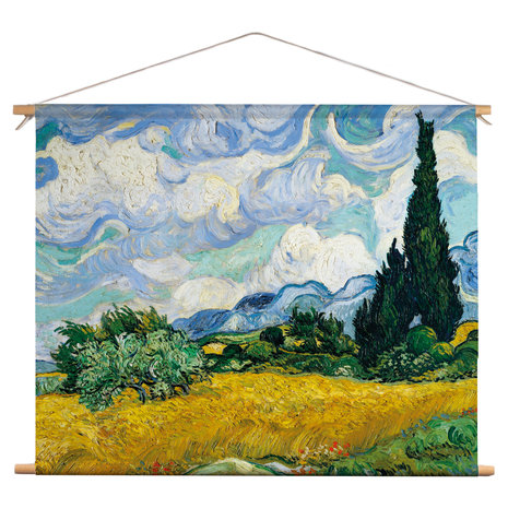 Textielposter Korenveld met cipressen - van Gogh