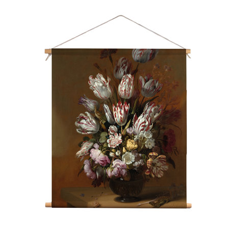 Textielposter Stilleven met bloemen - Hans Bollongier
