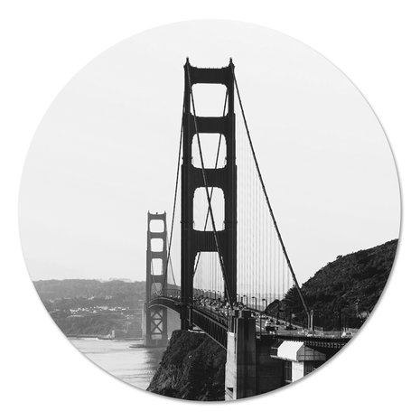 Muurcirkel - Golden Gate bridge Zwart Wit PB