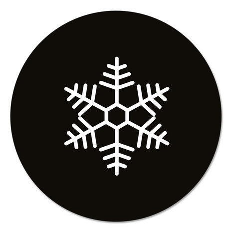 Muurcirkel - Sneeuwvlok zwart wit