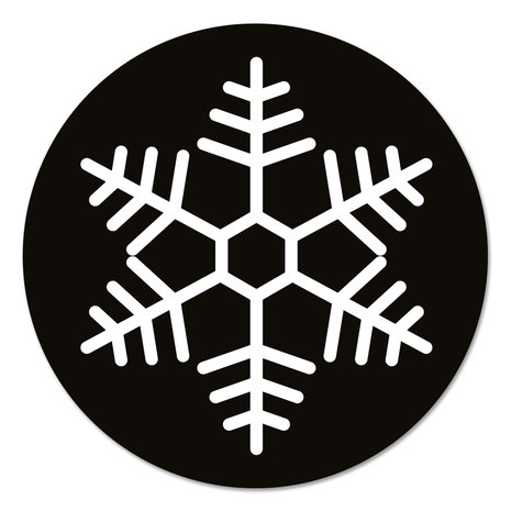 Muurcirkel - Sneeuwvlok Groot zwart wit