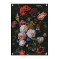 Tuinposter Stilleven met bloemen in een glazen vaas - Jan Davidsz. de Heem