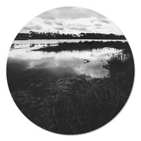Muurcirkel - Landschap met meer Zwart Wit PB