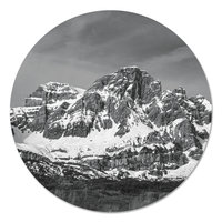 Muurcirkel - Gebergte met sneeuw Zwart Wit PB