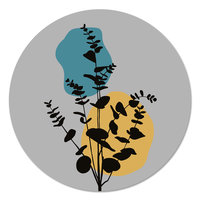 Muurcirkel - Eucalyptusplant Grijs, blauw, geel