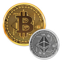 Muurcirkel Bitcoin & Ethereum munt